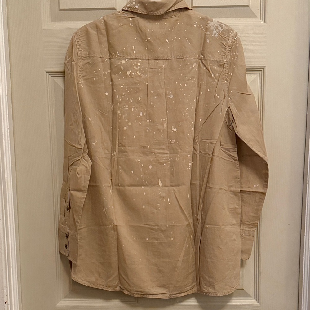 J. Crew Tan and Pink Splatter Casual Shirt - Picture 6 of 14